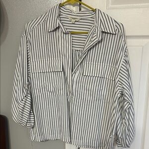 Max Studio blue and White Striped Shirt